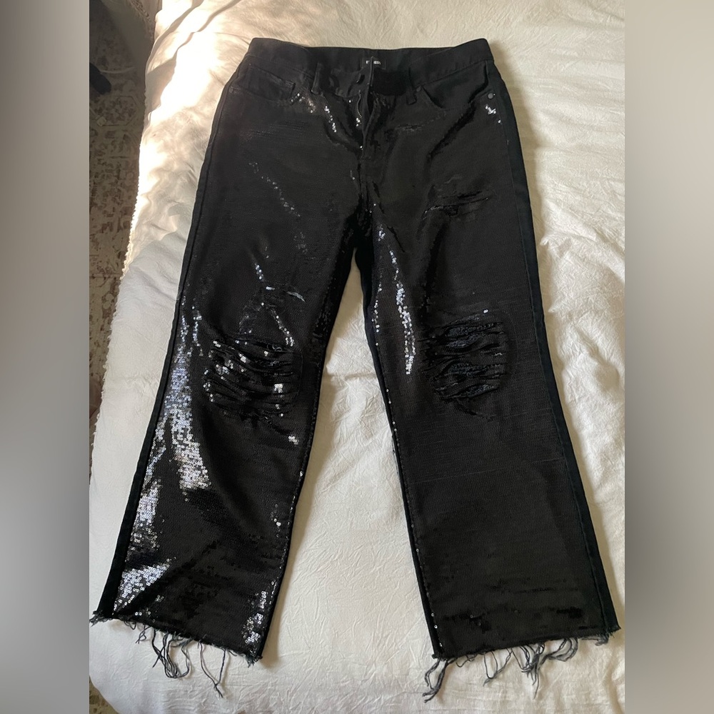 Express Black High-Rise Straight Ankle Pants - Picture 2 of 8